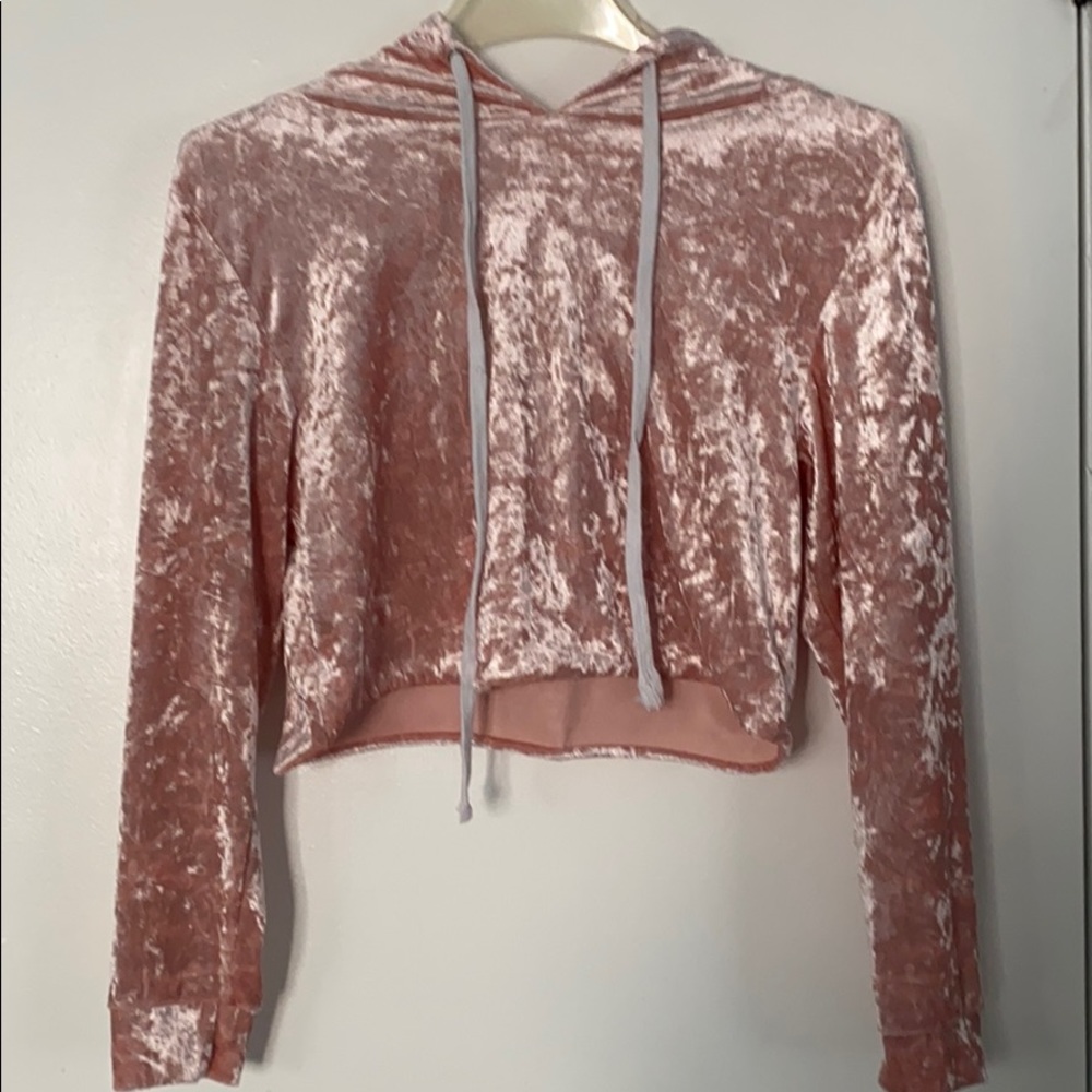Velvet cropped sweatshirt